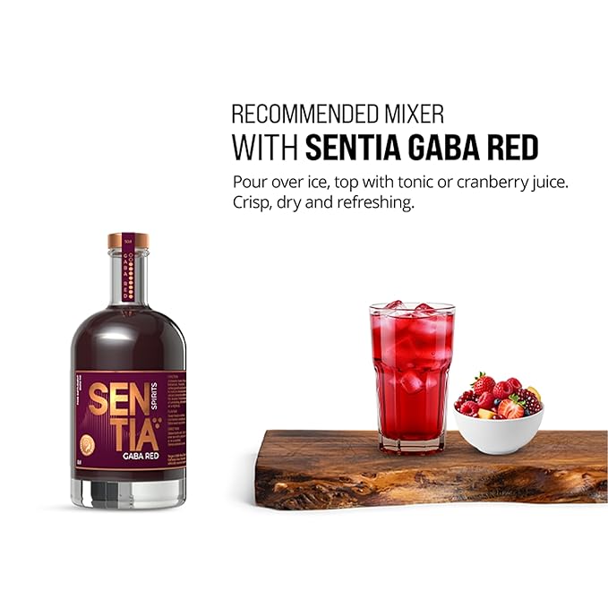 Sentia Gaba Red Botanical Non Alcoholic Spirit Award Winning Vegan Gluten Free and GM Free Zero Proof Natural Plant Taste Bittersweet Spiced Berries taste Up to 20 Drinks 16.9 fl oz (500ml)