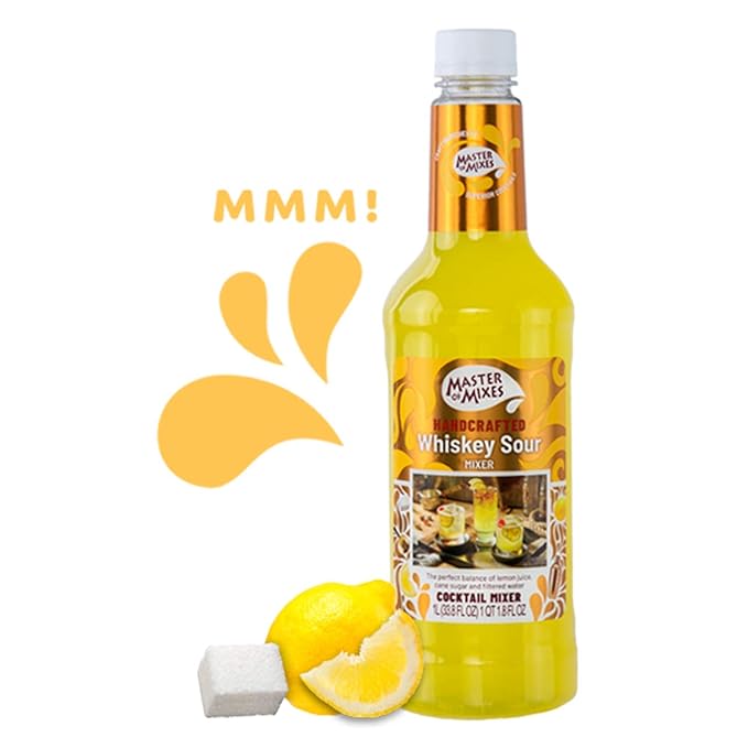 Master of Mixes Whiskey Sour Drink Mix Ready To Use 1 Liter Bottle (33.8 Fl Oz) Pack of 3