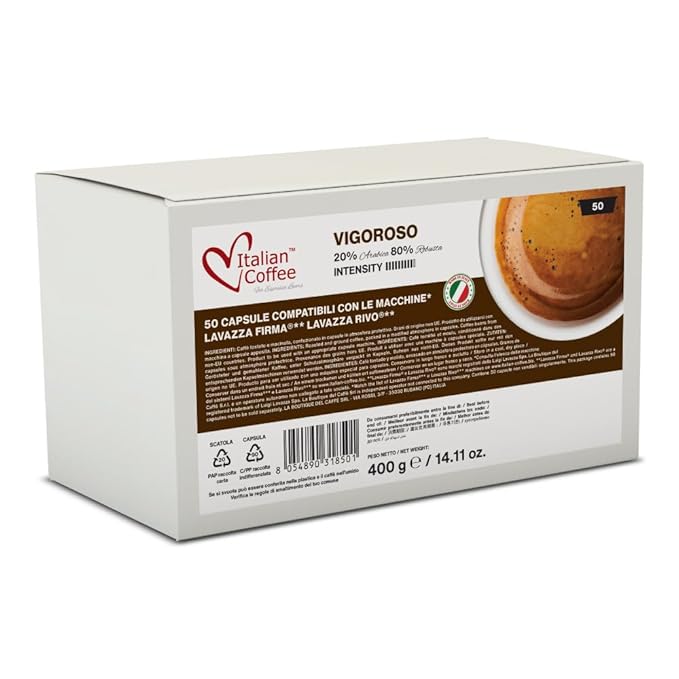 ITALIAN COFFEE FOR ESPRESSO LOVERS Italian Coffee capsules compatible with RIVO machines (Vigoroso 50 Count (Pack of 1))