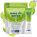 Wake Up Water Energy Drink Mix Sugar Free Clean Energy Powder with Electrolytes &amp B Vitamins Natural Caffeine for Focus &amp Hydration (15 Pack) - Citrus