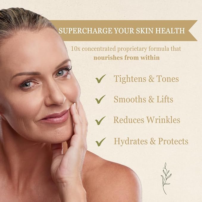 NutraVive Essential Skin Health Nutrients – Hydrolyzed Morikol® Marine Collagen Peptides Amino Acids &amp Vitamins - Promote Firm Reduce Wrinkles &amp Enhance Skin Elasticity - 120 Capsules