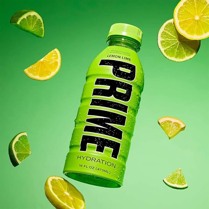 PRIME Hydration LEMON LIME Sports Drinks Electrolyte Enhanced for Replenishing Fluids 250mg BCAAs B Vitamins Antioxidants Low Sugar 16.9 Fl Oz 12 Pack