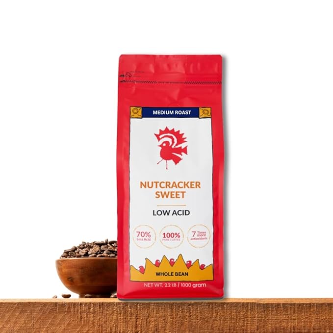 Puroast Low Acid Coffee Flavored Bean | Nutcracker Sweet Whole Bean | Medium Roast | High Antioxidants &amp High pH |No Bitter Aftertaste | Reduced Heartburn &amp GERD | Suitable for Cold Brew - 2.2