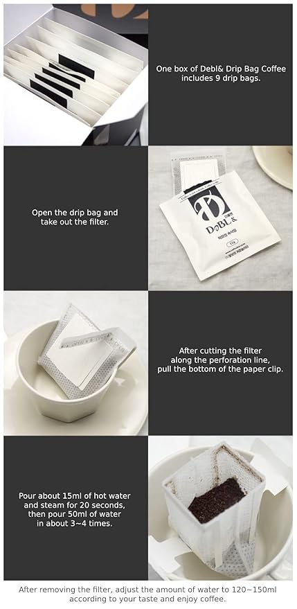 Gabia DEBL&amp Drip Coffee Bag (Devil's Temptation) Single-Serve Pour Over Drip Coffee with Bold Deep Aroma &amp Taste Perfectly Blended by SCA Pro Roaster Made in Korea