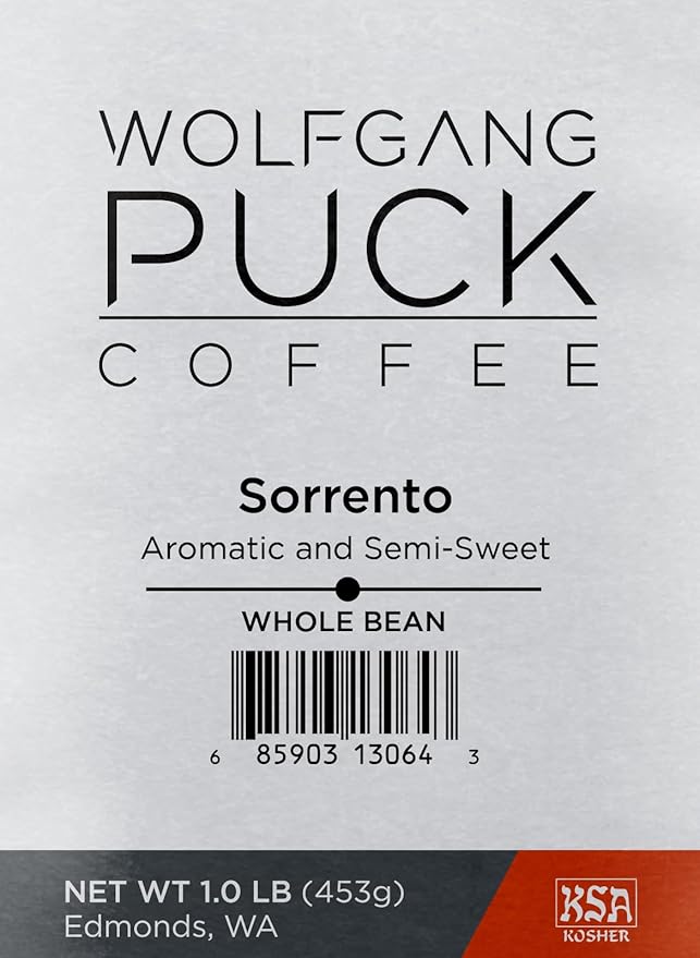 Wolfgang Puck Coffee Sorrento Whole Bean 1 Pound (Pack of 6)