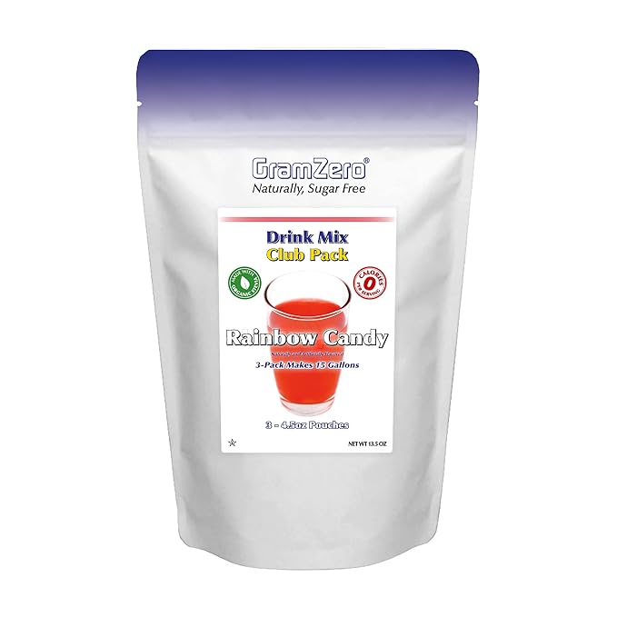 GramZero Rainbow Candy Zero Calorie Sugar Free Drink Mix Great For Nutrition Club Loaded Teas Stevia Sweetened