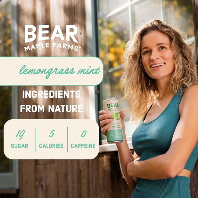 Bear Maple Farms | The Clean Soda Company | Low Calorie | Naturally Sweetened | Lemongrass Mint Clean Soda