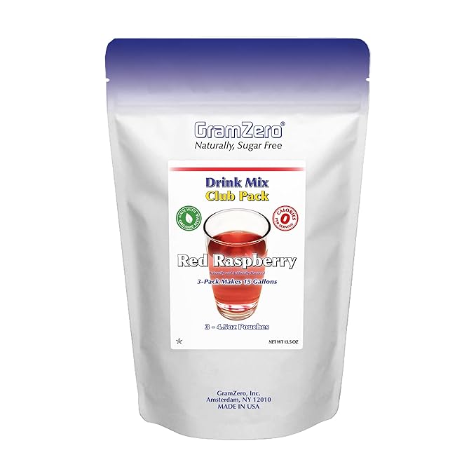 GramZero Red Raspberry Zero Calorie Sugar Free Drink Mix Great For Nutrition Club Loaded Tea Stevia Sweetened