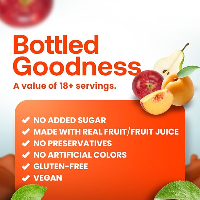 Dr. Smoothie 100% Crushed Peach Pear Apricot – No Added Sugar Made with Real Fruits/Fruit Juice – Vegan No Artificial Colors or Flavors – Juicy Sweet Peaches Tart Apricots &amp Pears – 46 oz Bottl