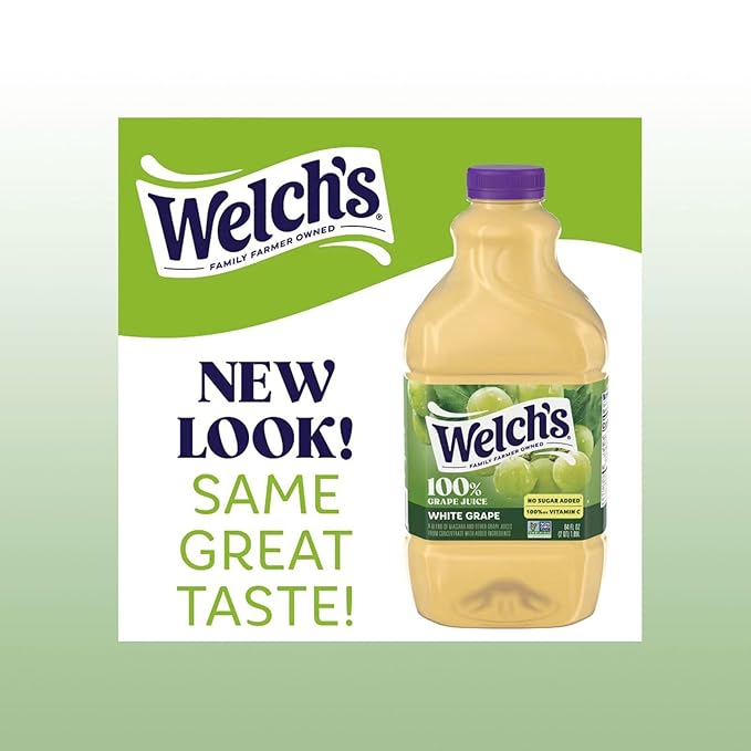 Welch's 100% White Grape Juice Drink 64 fl oz Plastic Bottles 4 Pack + 15 Sugarcane Disposable Straws by KOOL8SHOP Infinite Deals