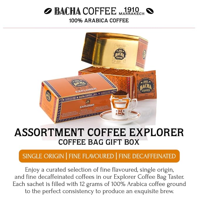 Bacha Coffee | Assorted EXPLORER Coffee Taster 100% Arabica Specialty Coffee Beans x25 Individually Wrapped Single Serve Filter Bags