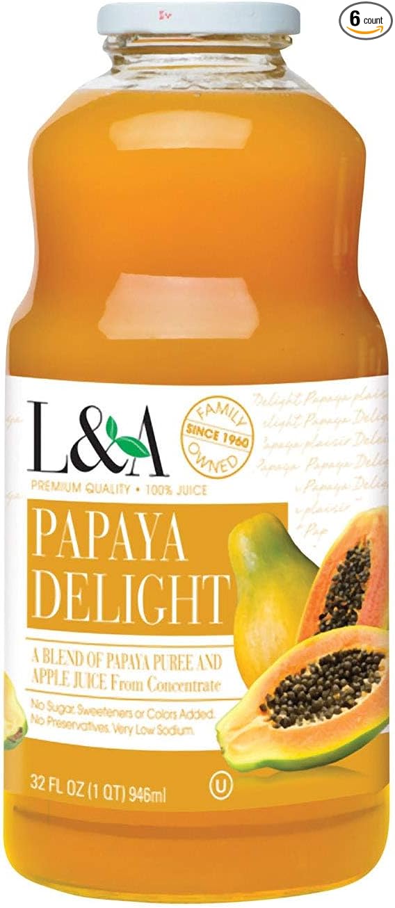 La-Co L&ampA Papaya Delight Juice 32-Ounce 192.0 Fl Oz (Pack of 6)
