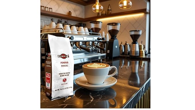 Eurocaf Miscela Rossa Whole Bean Coffee Medium Roast 2.2 Ib Original Italian Coffee (Pack of 1)