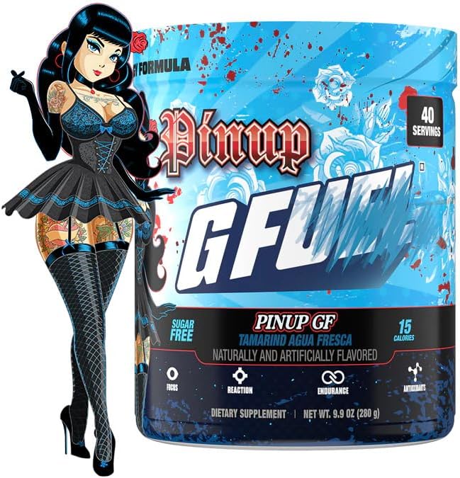 G Fuel Pinup GF Energy Drink Powder Pre Workout Caffeine Mix for Gaming Sugar Free Focus Amino Vitamin + Antioxidants 9.8oz (Tamarind Agua Fresca 40 Servings)