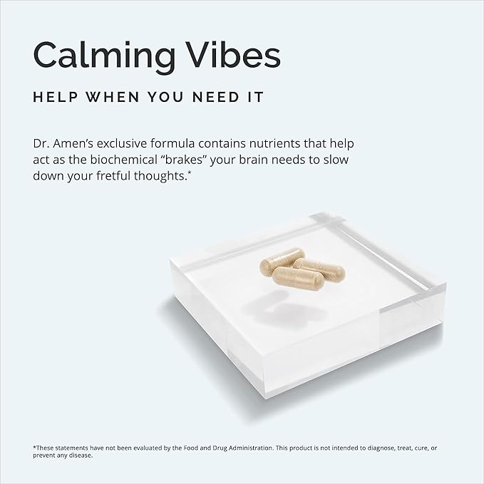 BRAINMD Dr Amen GABA Calming Support - 90 Capsules Pack of 2 - Promotes Relaxation - Contains Magnesium Vitamin B6 &amp Lemon Balm - 180 Total Servings