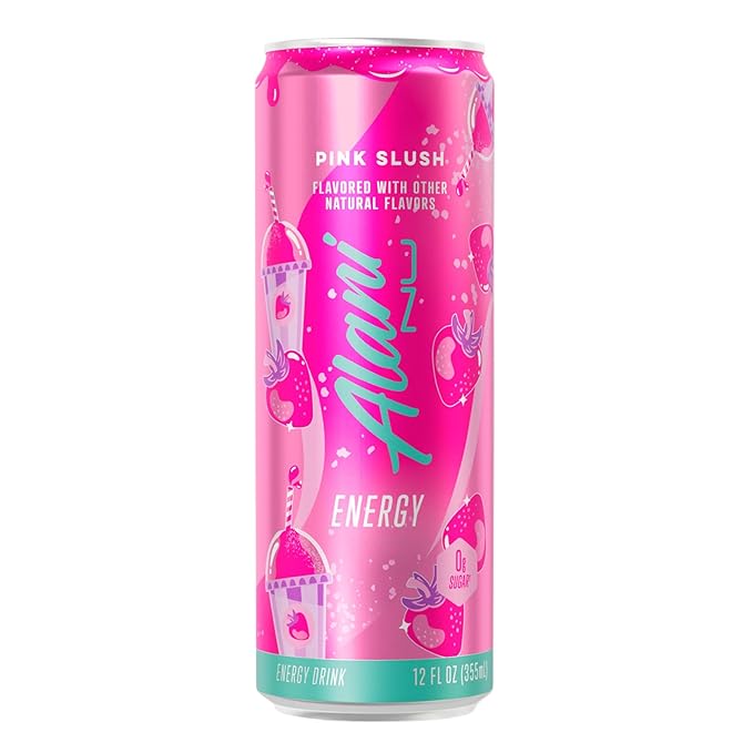 New Alani Energy Drinks Strawberry Sunrise Watermelon Wave Pink Slush Variety Pack Sugar-Free Low-Calorie Energy Boost Drink 12 fl oz (Pack of 6)