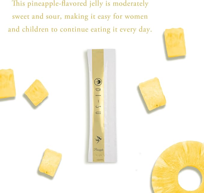 BI-SU Beauty Essence Collagen Jelly Stick with Vitamin C Fish Collagen Peptides Anti Aging Maintain Skin Elasticity Immunity Support Japan Beauty Skin Care Secret Pineapple Flavor 30 PCS