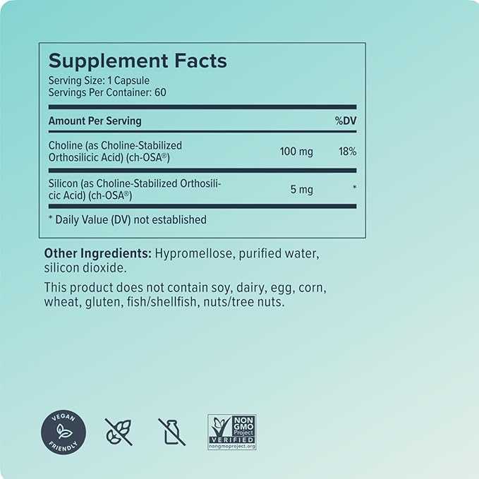Biosil Collagen Booster Supplement - 60 Vegan Capsules - Patented ch-OSA Activator for Skin Hair Nails &amp Joints - Supports Natural Production - 30-Day Supply (Pack of 2)