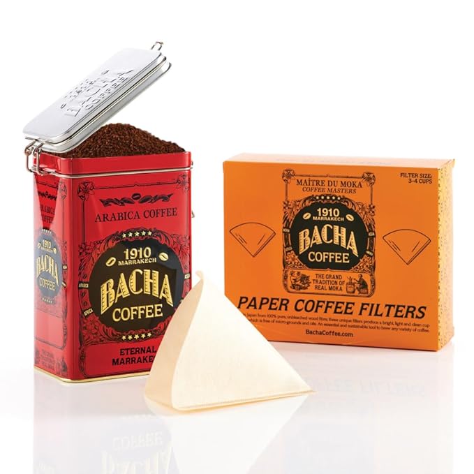 Bacha Coffee | Eternal Marrakech Fine Flavoured Coffee Autograph Collection 100% Arabica Specialty Coffee Ground Beans Medium Roast 350g &amp 100% Natural Unbleached Wood Fibre Paper Filters La
