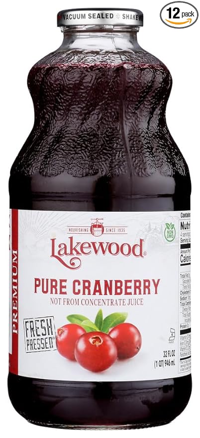 Lakewood Pure Cranberry Juice 32 oz. (Pack of 12)