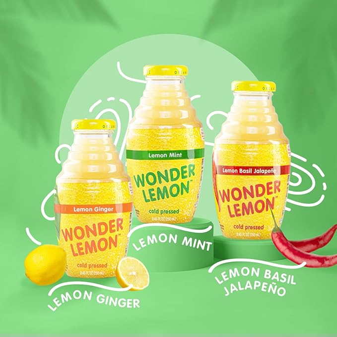 Wonder Lemon Organic Lemon Ginger Cold Pressed Juice 8.45oz (6 Pack)