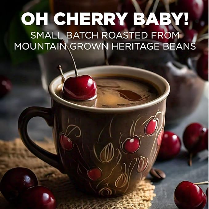 Maud's Cherry Flavored Coffee Pods 50 ct Medium Roast Flavored Coffee in Recyclable Single Serve Pods – 100% Arabica Beans Compatible with Keurig K Cups Maker