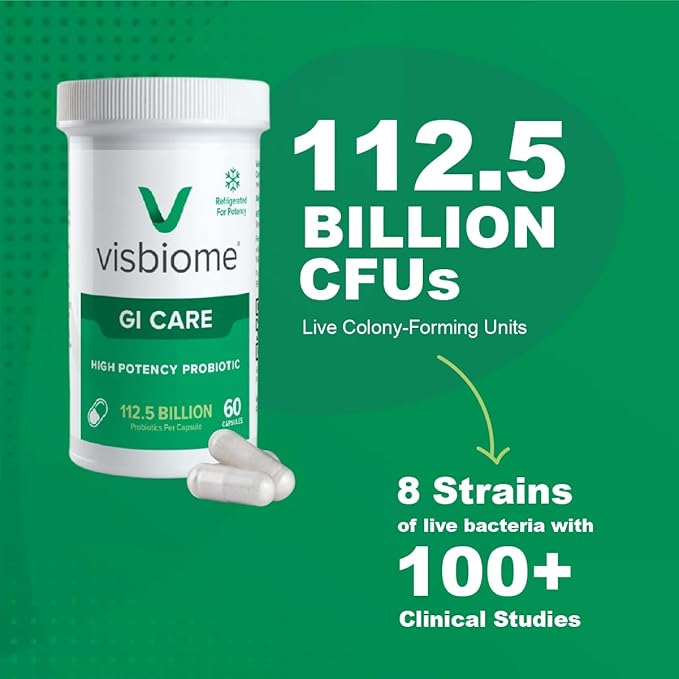Visbiome® GI Care - High Potency Probiotic - 112.5 Billion CFU Live Probiotics Original De Simone Formulation Made in USA 60 Capsules.