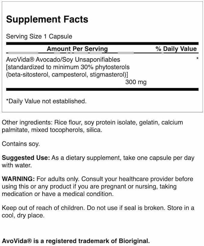 Swanson AvoVida - Cartilage &amp Joint Health Supplement to Support Mobility &amp Flexibility* - Contains Phytosterols from Avocado &amp Soy Extracts - Non-GMO - 60 Capsules (2 Pack)