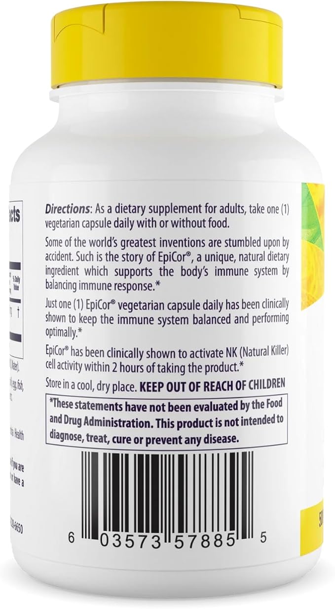 Healthy Origins EpiCor 500 mg (Immune Support Non-GMO Gluten Free) 60 Veggie Capsules