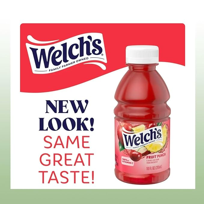 Welch’s Fruit Punch Juice Drink 10 fl oz Plastic Bottle 24 Pack + 2 Reusable Snack Bags by KOOL8SHOP Infinite Deals