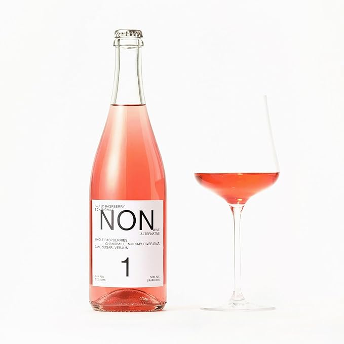 NON1 Salted Raspberry &amp Chamomile 0.0% Sparkling Non-Alcoholic Wine Alternative – Vegan Gluten-Free Zero Proof Rosé-Style
