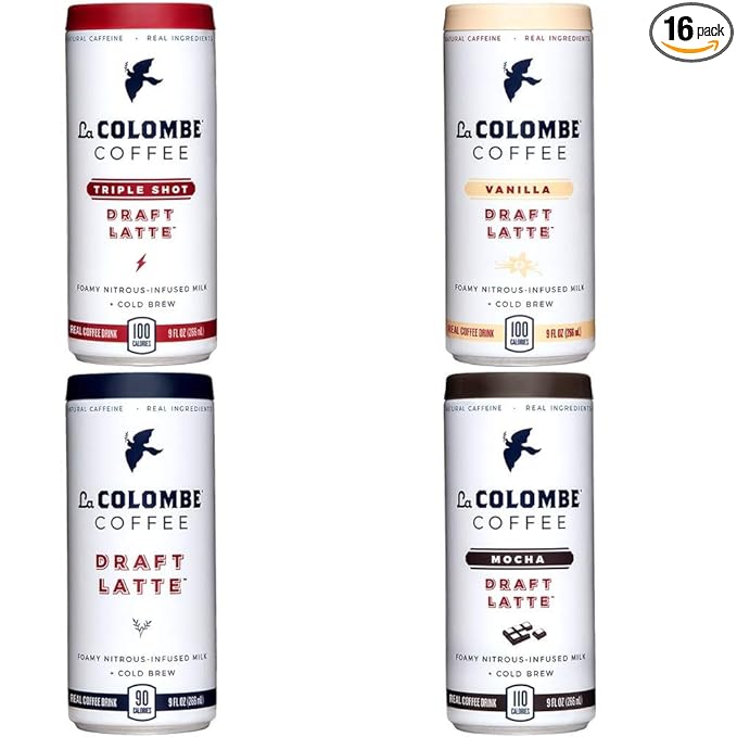 La Colombe Draft Latte Variety Pack - Core 4 Flavors: Triple Vanilla Draft Mocha - Made With Real Ingredients - Grab And Go Coffee 9 Fl Oz (Pack of 16)