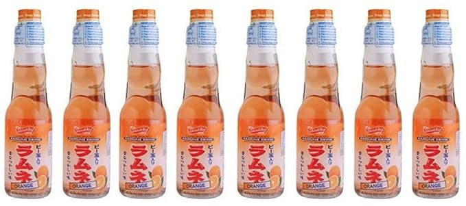 RAMUNE Japanese Soft Drink multi-pack 8 Bottles 6.76 Fluid Ounce (Orange)
