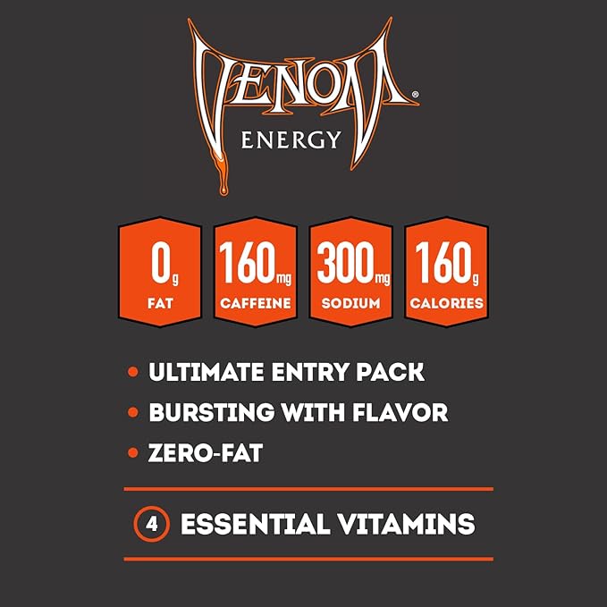 Venom Energy Drink Fruit Punch 0 Fat 160mg Caffeine 16 Fl Oz (Pack of 12) By LastFuel.