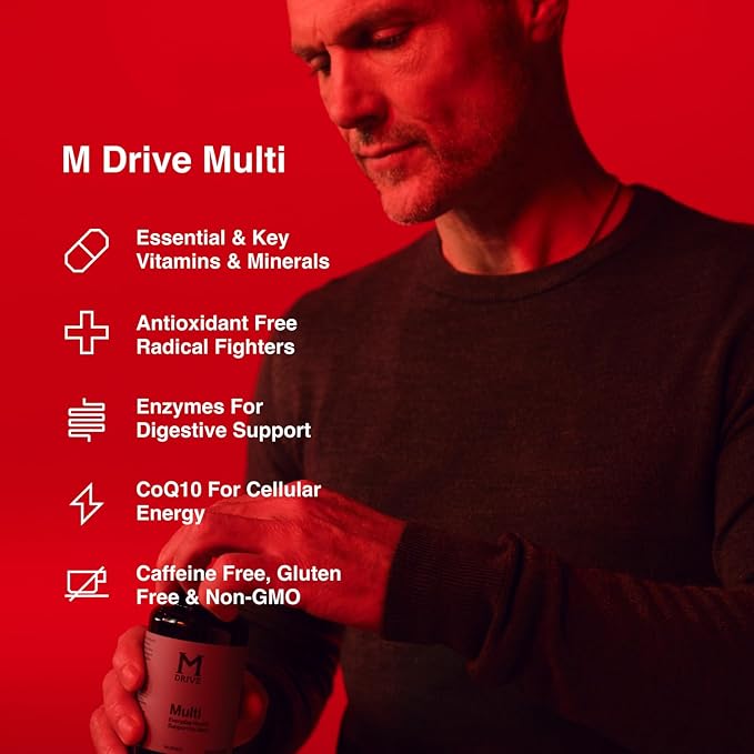 Mdrive Multivitamin for Men Daily Multivitamin - Immune Health Support from Zinc Selenium Manganese &amp Vitamin D Enzymes for Digestive Support CoQ10 for Energy and Vitamin K2 90 Capsules