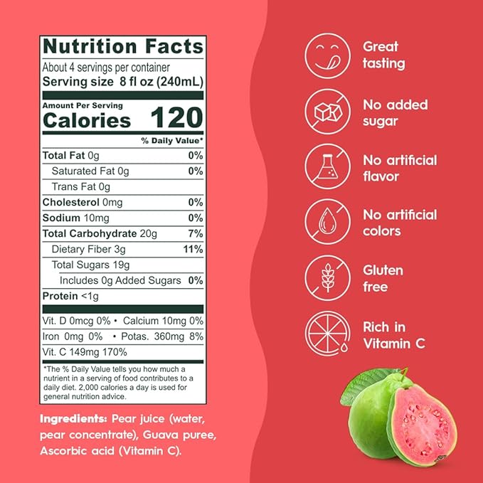 Ceres Guava Juice Blend 3-Pack – 100% Natural Rich in Vitamin C No Added Sugar Artificial Colors or Flavors Kosher Certified 33.8 Oz Ea (1 Liter)