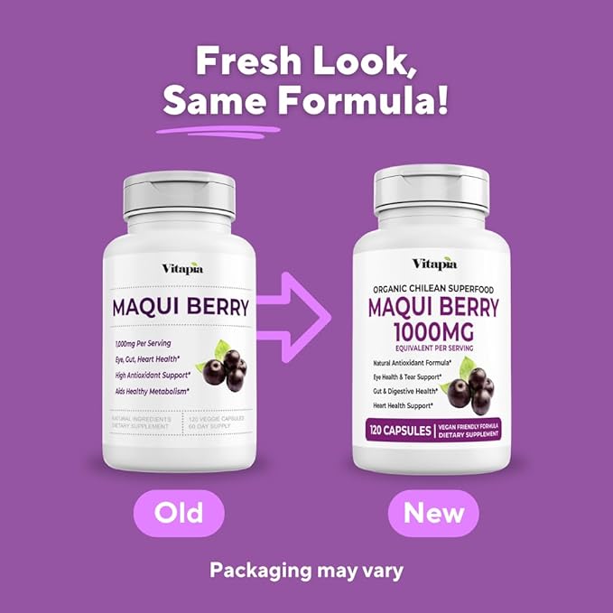 Vitapia Maqui Berry 1000mg - Maqui Berry Powder Supplement - Vegan Friendly Non-GMO and Gluten-Free - 120 Veggie Capsules