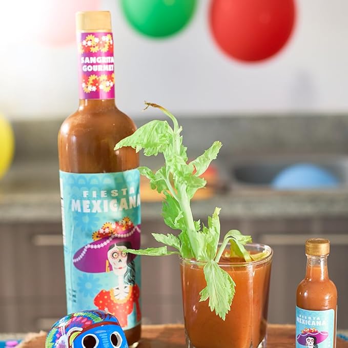 Artisan - Sangrita by Fiesta Mexicana - Traditional Recipe - 100% Natural - Orange Juice - 2536 oz (750 ml) Bottle - Alcohol Free -For All Kinds of Celebrations - Vegan