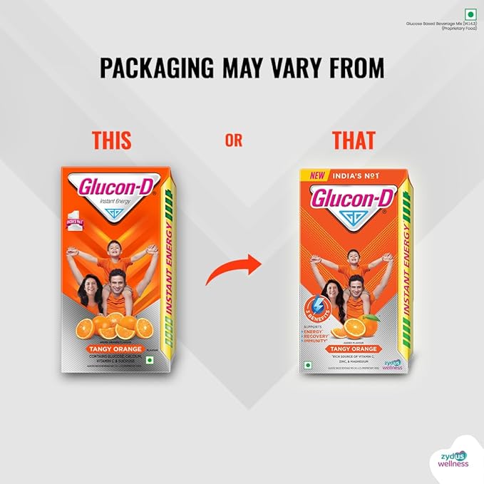 Glucon-D Instant Energy Health Drink Tangy Orange - 1kg Refill with free bottle