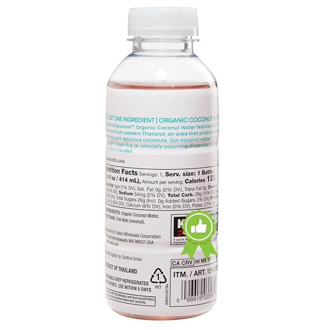 Organic Coconut Water 14 Fl oz 6 Count - 100% Juice Not from Concentrate - USDA Organic &amp Non-GMO - Electrolyte-Rich Hydration - No Added Sugar - Total 84 Fl oz