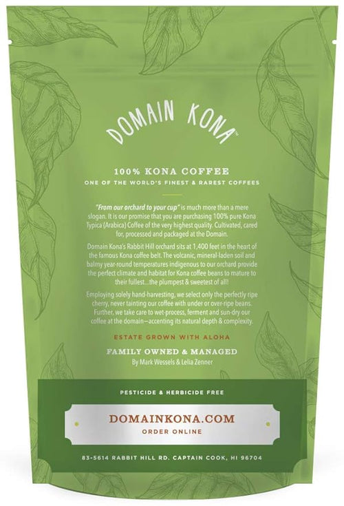 100% Kona Coffee PEABERRY – GROUND Almost Dark roast Single estate gourmet coffee 8 ounces ships direct from Domain Kona Coffee farm fresh