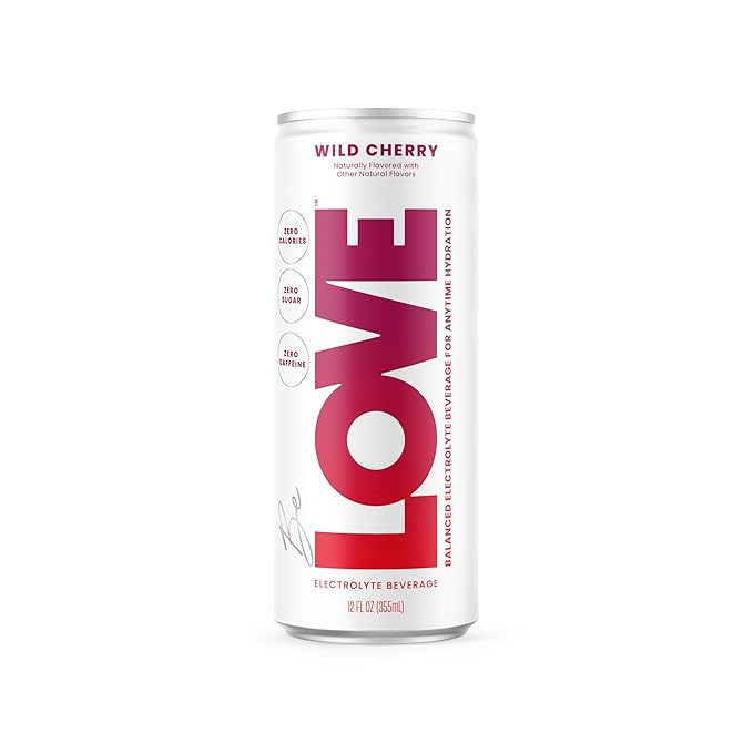 Be LOVE™ Lightly Flavored Still Electrolyte Drink — Non-Carbonated Zero Sugar Zero Calories Zero Caffeine — Clean Daily Hydration (Pack of 12 Wild Cherry)