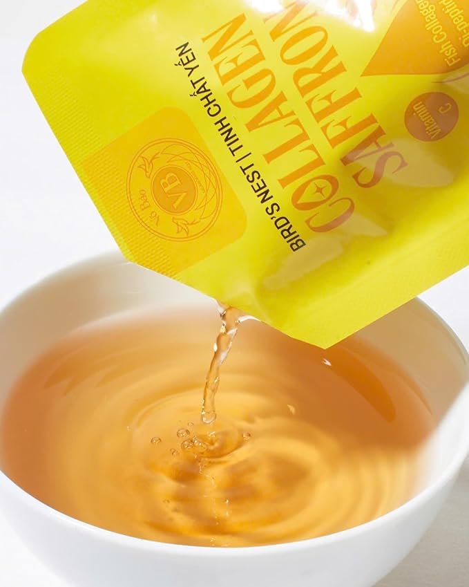 Yeahgoshopping Collagen Saffron Essence Drink – Fish Di-Peptide 2500mg with Vitamin C 30 Sachets 4-Week Skin Radiance Support Japan Breakthrough Technology
