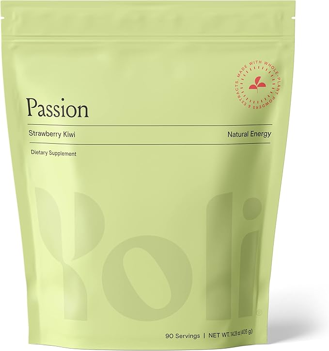 Yoli® Passion Energy Drink Powder Mix - Natural Energy Drink Mix for Endurance and Stamina Bulk 90 Servings - Kiwi Strawberry
