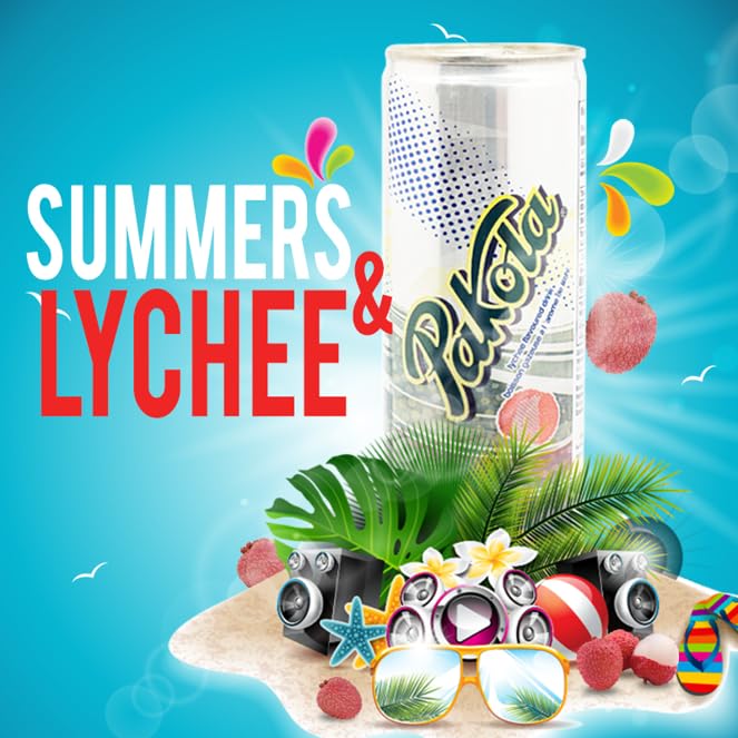 Pakola Lychee Drink 12 Pack – Lychee Soft Drink Fruity Beverage with Artificial Flavours | Carbonated &amp Refreshing 8.45 fl oz Cans Halal Certified