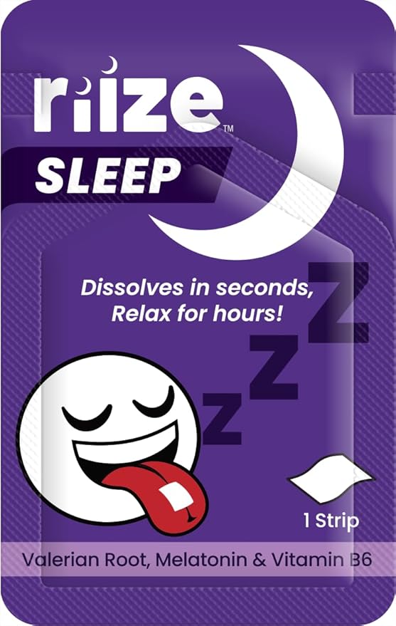 Riize Sleep Strips Fast Acting Dissolvable Oral Supplement with 5mg Melatonin Valerian Root L-Theanine Vitamin B6 Natural Flavors Vegan (30 Count)