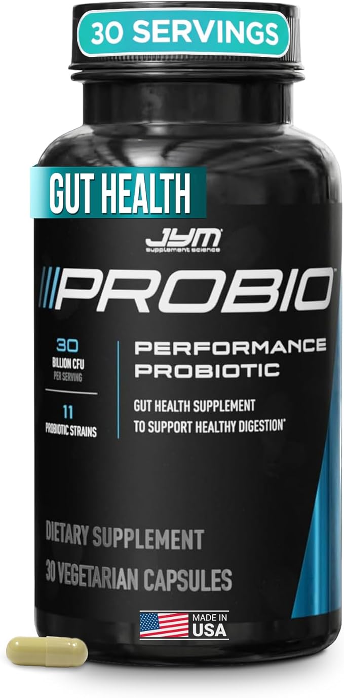 ProBio JYM Performance Probiotic Heart Gut Immune Health Athletic Recovery and Body Composition for Men &amp Women 30 Day Supply