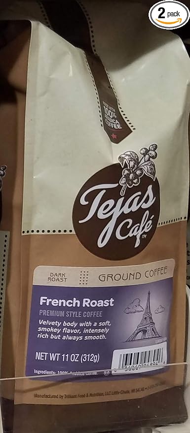 Tejas Cafe French Roast Ground Coffee 11 oz (Pack of 2)