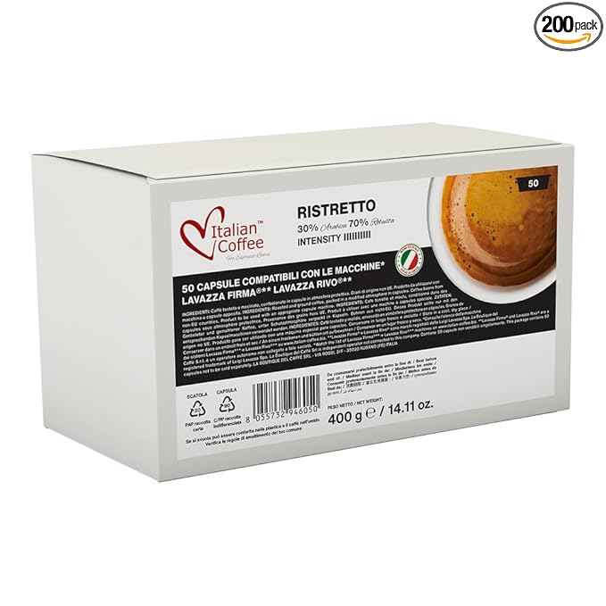 Italian Coffee capsules compatible with RIVO machines (Ristretto 1 Count (Pack of 200))