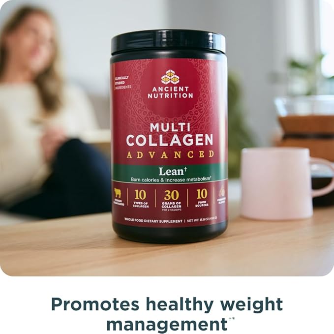 Ancient Nutrition Advanced Hydrolyzed Collagen Peptides Powder Protein Lean with Probiotics and Vitamin C Cinnamon for Women &amp Men Supports Healthy Weight Management &amp Muscle Building 25 S